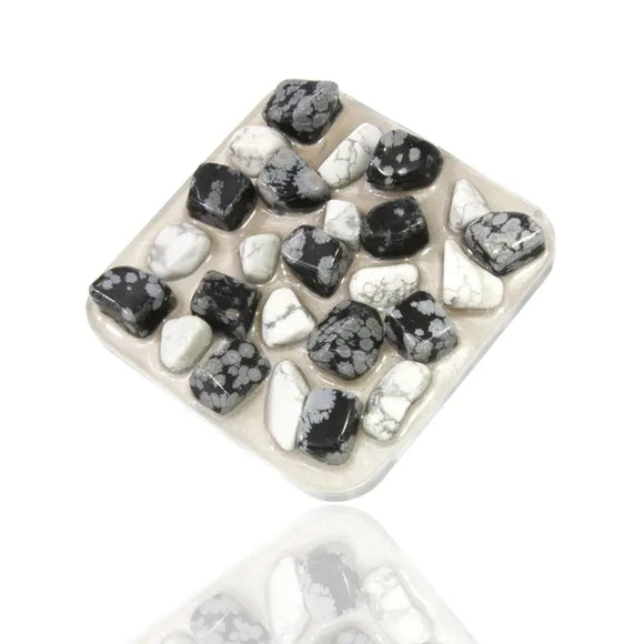 Gemstone Soap Dish - Gemstones in Black Colored Resin
