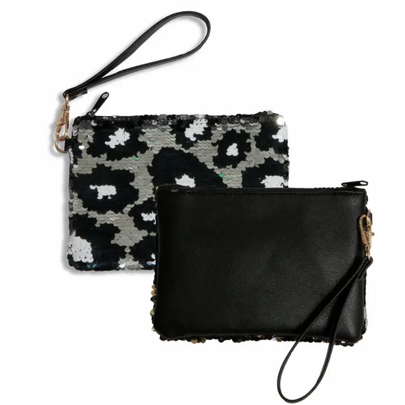 Sequined Wristlet- Black and Silver