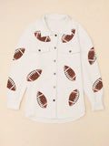 Bubble Gum Texture Sequined Football Shacket