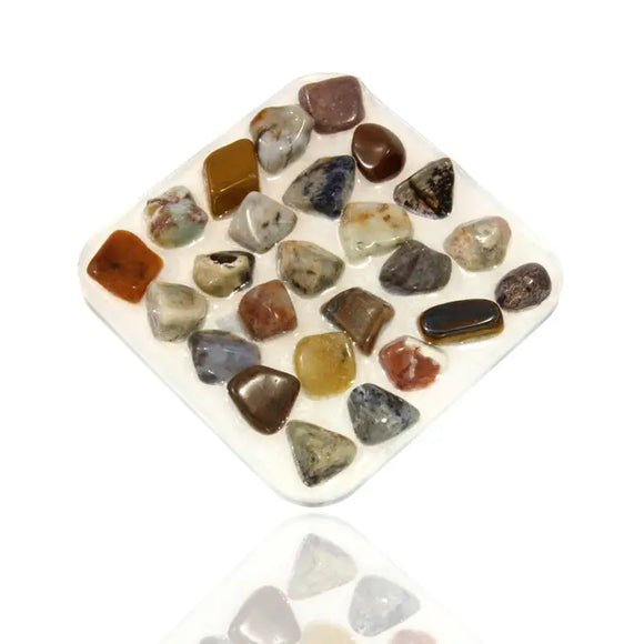 Gemstone Soap Dish - Gemstones in White Colored Resin
