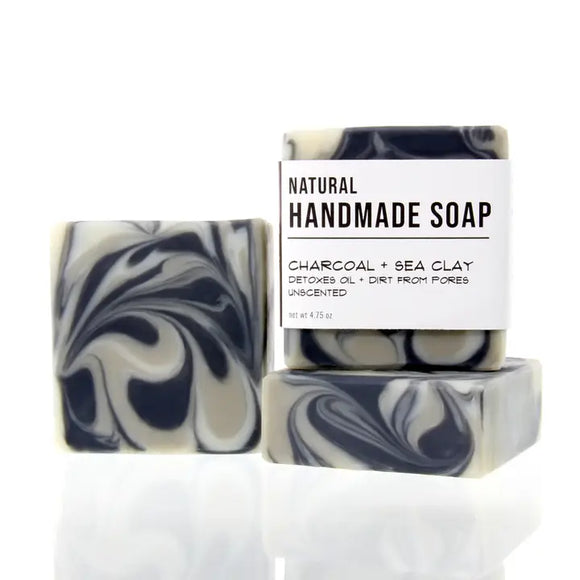 Charcoal and Sea Clay - Handmade Bar Soap - Unscented