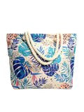 Blue Tropical Leaves Ladies Tote Bag -