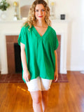 Green Seam Detail Loose Fit Blouse