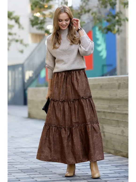 Vintage Washed Tiered Skirt