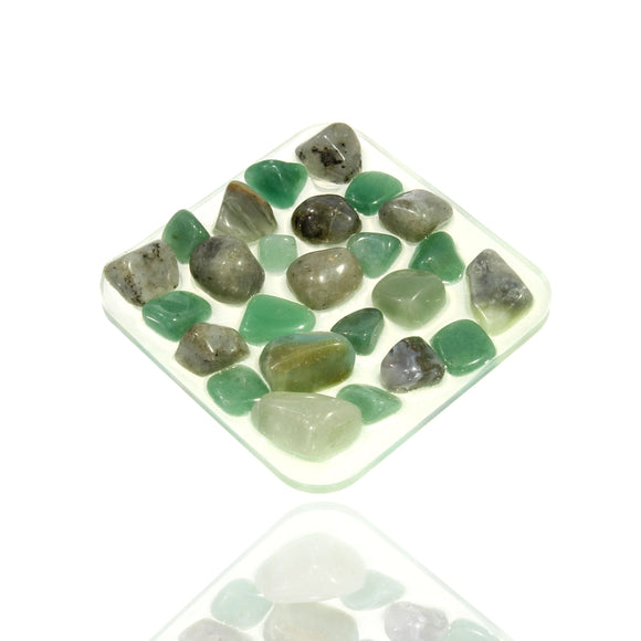 Gemstone Soap Dish - Gemstones in Green Colored Resin