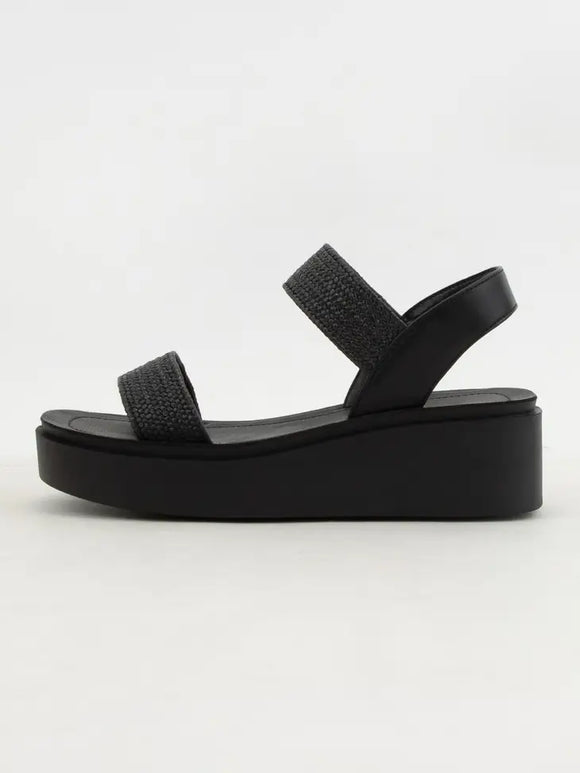 Tess Raffia Strap Chunky Platform Wedge Heel Sandal