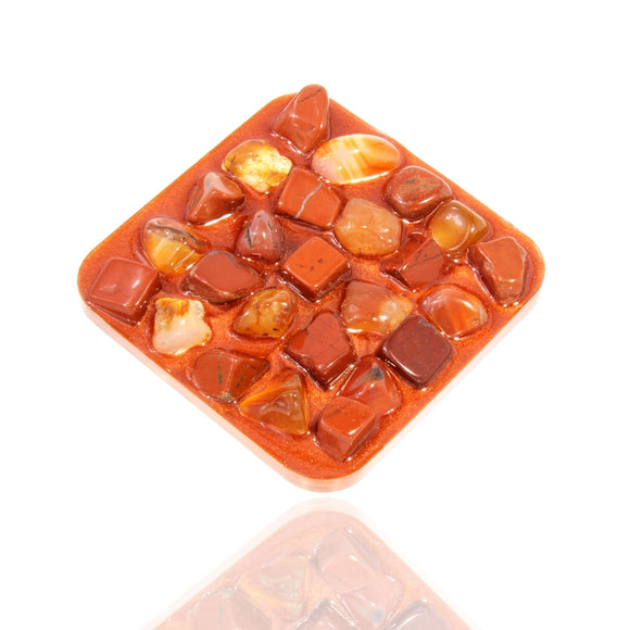 Gemstone Soap Dish - Gemstones in Rust Colored Resin