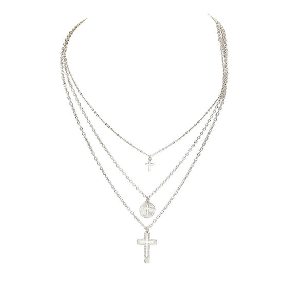 3 Piece metal cross necklace