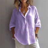 Solid Color Casual Loose Long Sleeve Shirt
