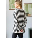 Stripe Print Sequins Christmas Patch Top