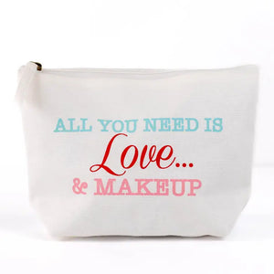 Love & Makeup Cosmetic Bag White/Multi 10.25x6.75x3