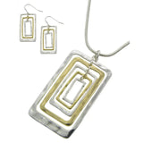 Silver_gold 5-Layered Rectangle Pendant Set