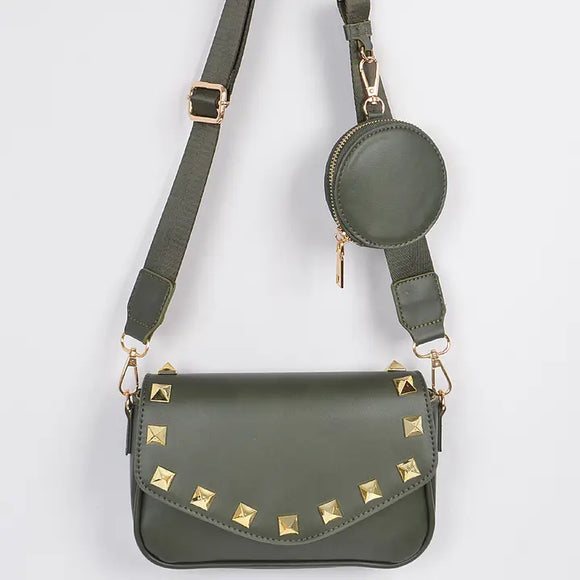 Medium Stud Bag W/Air Pod Purse