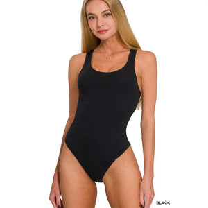 Racerback Cotton Bodysuit w/ Adjustable Closure