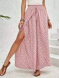 Floral Side Slit Wide Leg Culottes