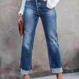 Washed Denim Pant Straight Leg Jeans