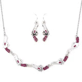 Fuchsia Ab Filigree Western Pistol, Gun Necklace Set