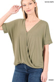 Crepe Layered Look Draped Front Top