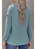 Solid Knit Lapel Half Zip Long Sleeve Pullover