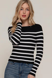 Long Slv Boat Neck Stripe Sweater