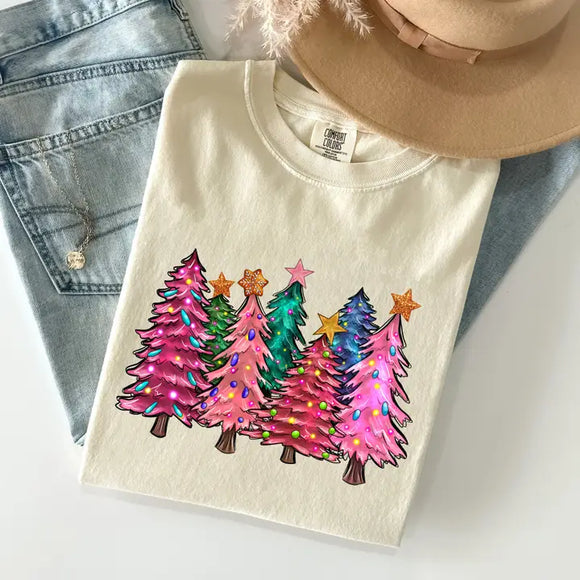 Colorful Christmas Tree, Retro, Santa, Winter, Xmas Tshirt