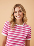 PRETTY BASH Stripe Textured Knit Short Sleeve Tee