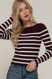 Long Slv Boat Neck Stripe Sweater