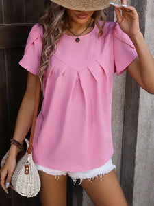 Leisure V-Neck Chiffon Shirt with Flower Bud Sleeves Top