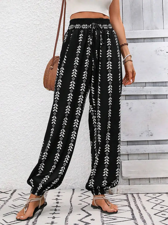 Versatile Grid Wide Leg Lantern Pants Casualpants