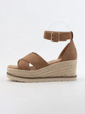 Fabian Bold Cross Strap Espadrille Platform Wedge Sandal