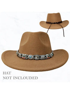 Western Style Metal, Adjustable Braided Suede Hat Band