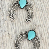 Western Arch Horseshoe Turquoise Drop Earrings