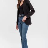 Notch Collar Long Sleeve Long Line Blazer