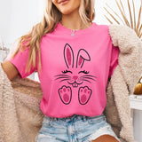 Cute Easter Bunny Women's Graphic T-Shirt, Faux Pink Glitter