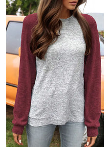 Fashion-W Colorblock Raglan Long Sleeve T Shirt