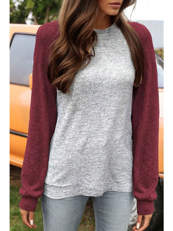 Fashion-W Colorblock Raglan Long Sleeve T Shirt