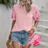 Puff Sleeve Embroidered Blouse For Women Summer