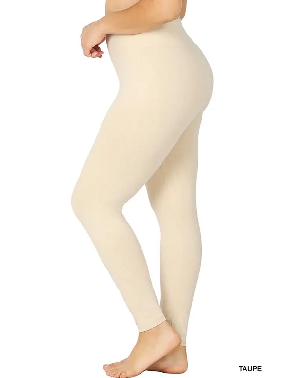 Plus Size Premium Cotton Wide Waistband Full-Length Legg