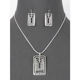 All Silver 5-Layered Rectangle Metal Pendant Set