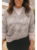 Western Leopard Colorblock Patched Drop Shoulder Sweatshirt