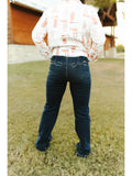 Dark Wash High Rise Western Yoke Trouser Jeans