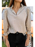 Fashion-W Striped Frill Knot Bracelet Sleeve Blouse