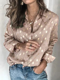 Long Sleeves Loose Bronzing Buttoned Lapel Blouse