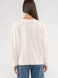 Raw Edge Split Neck and Hem Rib Knit Top