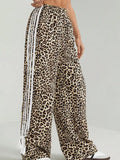 Leopard Print Stripe Casual Pants