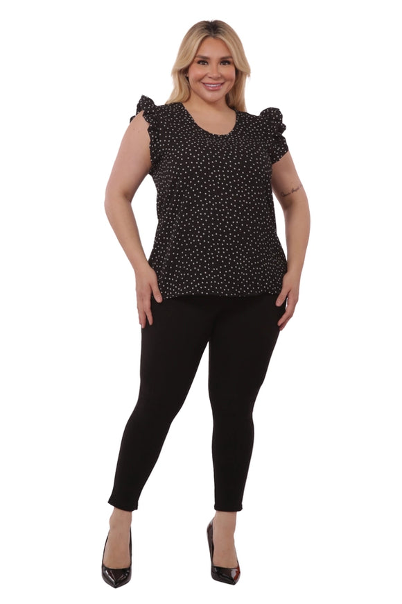 Womens Plus Size Tops with Ruffle Armhole Deta