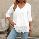 Lace Embroidered Short Shirt