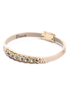 Monarch Leather Rhinestone Bar Br Pink Brave