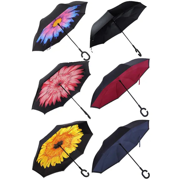 REVERSE MANUAL INSIDE OUT FOLD DOUBLE CANOPY UMBRELLA