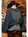 Fashion Halloween Pumpkin Spice Ribbed Round Neck Sweatshirt